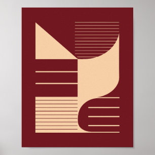 Minimalistiska geometriska former på mörkröd bakgr poster