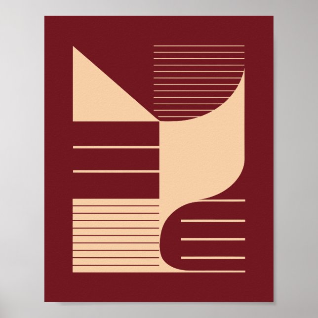 Minimalistiska geometriska former på mörkröd bakgr poster (Framsidan)