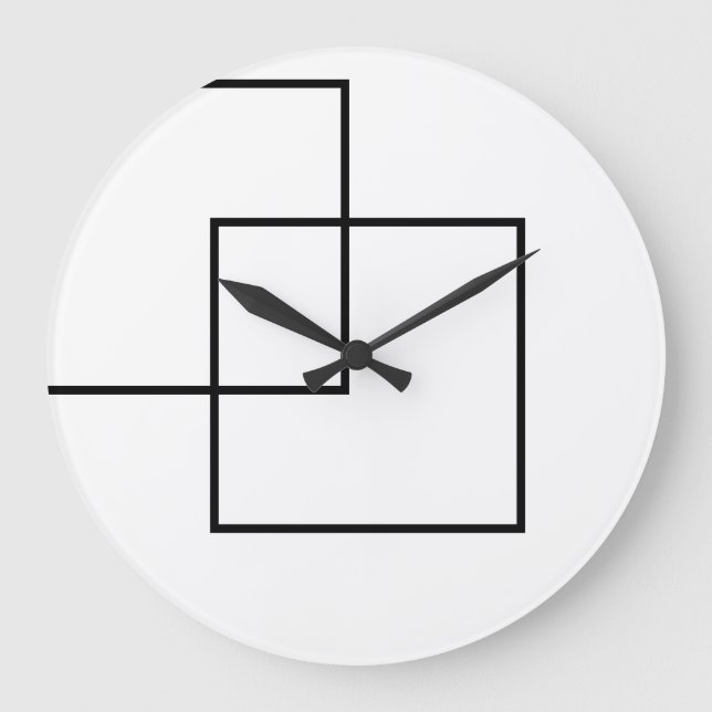 Minimalistiska geometriska fyrkantiga rund stor klocka (Framsida)