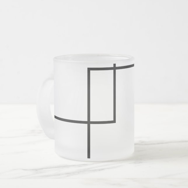 Minimalistiska geometriska rutor frostat glas frostad glasmugg (Framsida vänster)