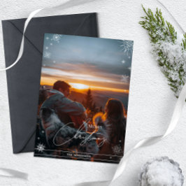 Minimalistiska geometriska snöflingor Anpassad jul Julkort