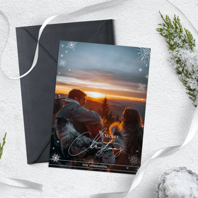 Minimalistiska geometriska snöflingor Anpassad jul Julkort (Skapare uppladdad)