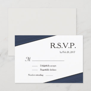 Minimalistiska grå vita marinblå ränder rsvp inbjudningar
