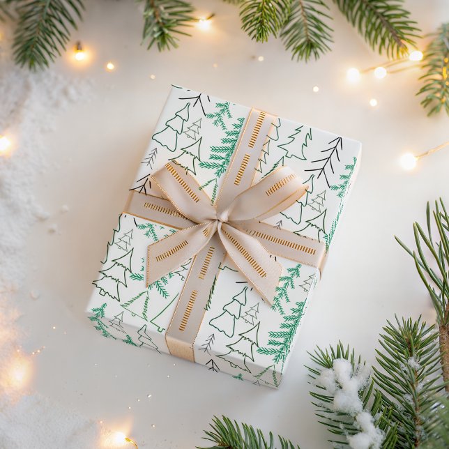 Minimalistiska gröna julgranar Sömlöst mönster  Presentpapper (Skapare uppladdad)