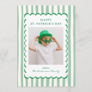Minimalistiska gröna ränder St. Patrick's Day Foto Julkort