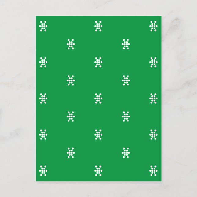 Minimalistiska gröna vita snöflingor minimalistisk inbjudan vykort (Framsida)