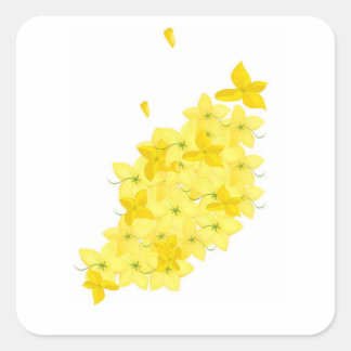 Minimalistiska gula blommor fyrkantigt klistermärke