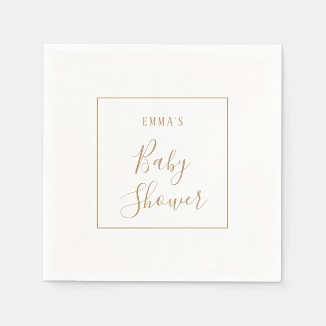 Minimalistiska Guld Bröllopsdusch Servetter (Framsidan)