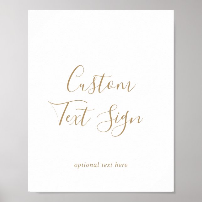Minimalistiska Guld Kort & Present Anpassad Text S Poster (Framsidan)