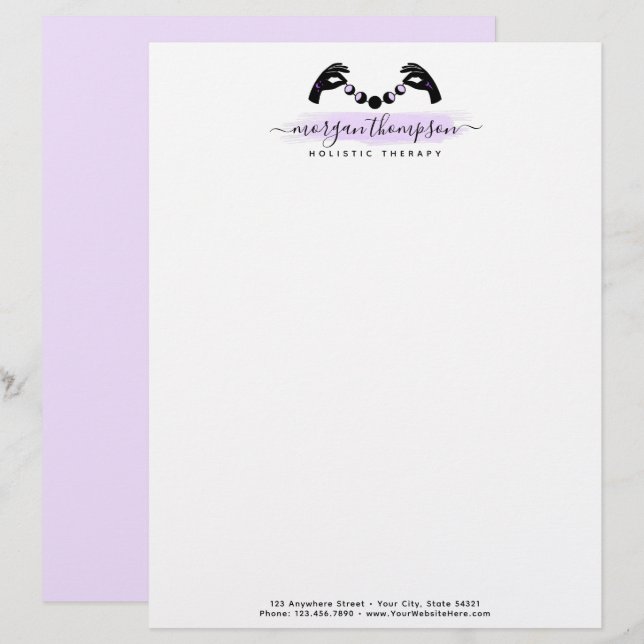 Minimalistiska händer & månfaser metafysisk Reiki Brevhuvud (Fram/baksida)