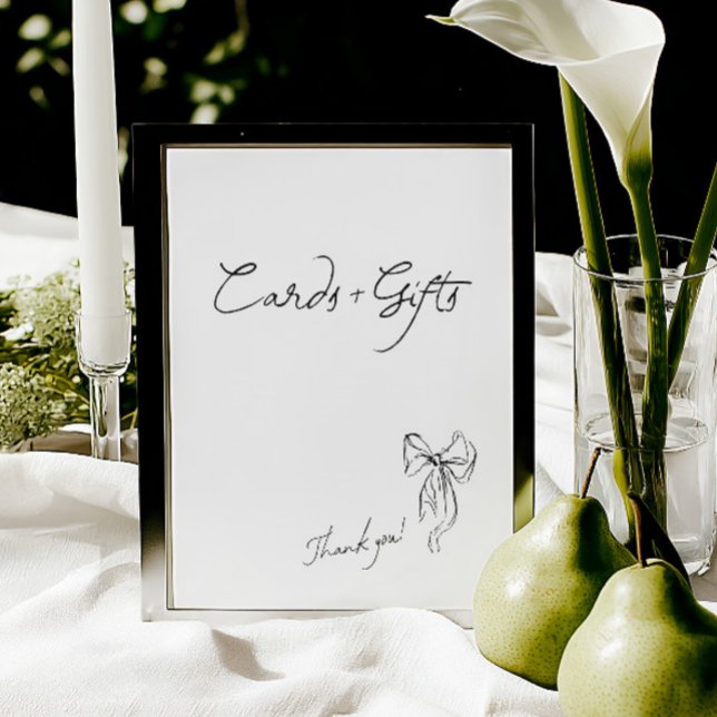 Minimalistiska Handritade Kort och Gåvor Bröllopss (Minimalist Hand Drawn Cards and Gifts Wedding Sign)