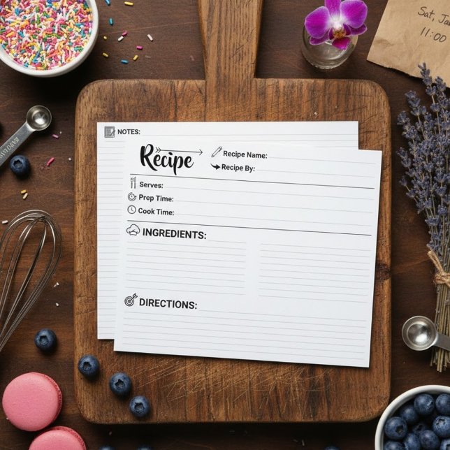 Minimalistiska handskrivna receptkort för kökets p (Minimalist Calligraphy Recipe Card)