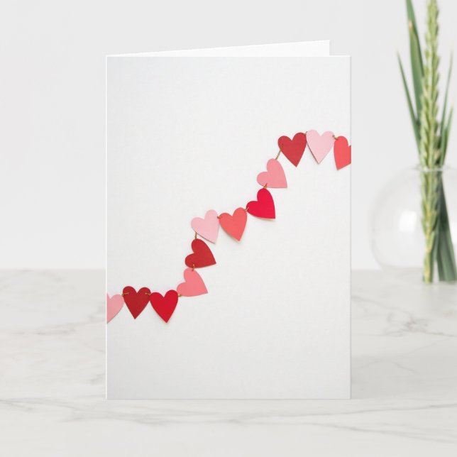 Minimalistiska hjärtans girlandkort kort (Framsida)