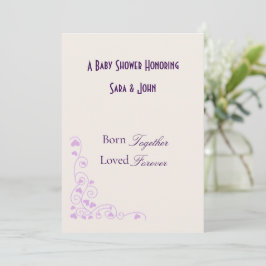 Minimalistiska Hjärtans Tvilling Babyshower Inbjudningar