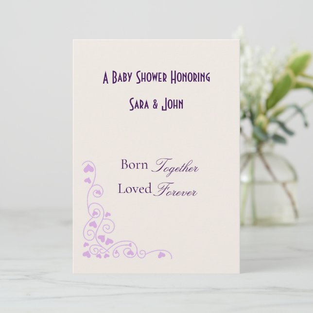Minimalistiska Hjärtans Tvilling Babyshower Inbjudningar (Stående Fram)