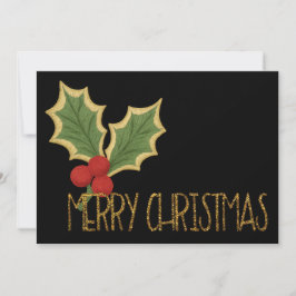 Minimalistiska Holly-bär Broderi Jul Julkort