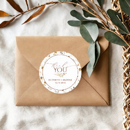 Minimalistiska höstblommor bröllop  runt klistermärke