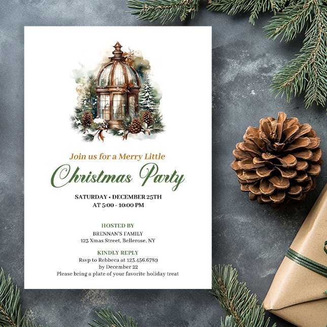 Minimalistiska jordnära färger jul Lantern Party  Inbjudningar (Minimalist Earthy Colors Christmas Lantern Party Invitation)