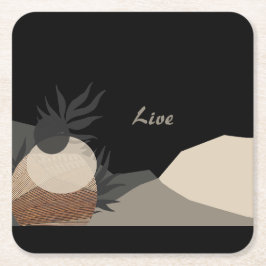 Minimalistiska jordtoner Boho "Live" Underlägg Papper Kvadrat