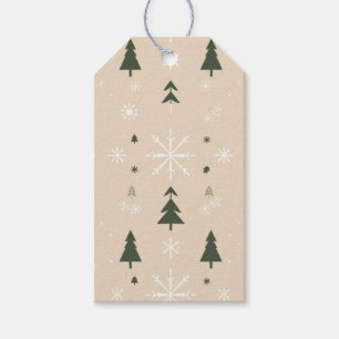 Minimalistiska julgranar & snöflingor presenttagga presentetikett