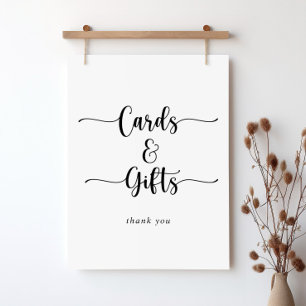 Minimalistiska kalligrafikort och present skylt