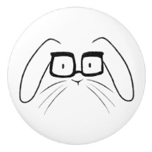Minimalistiska kaniner med glasögon keramisk knopp