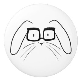 Minimalistiska kaniner med glasögon keramisk knopp