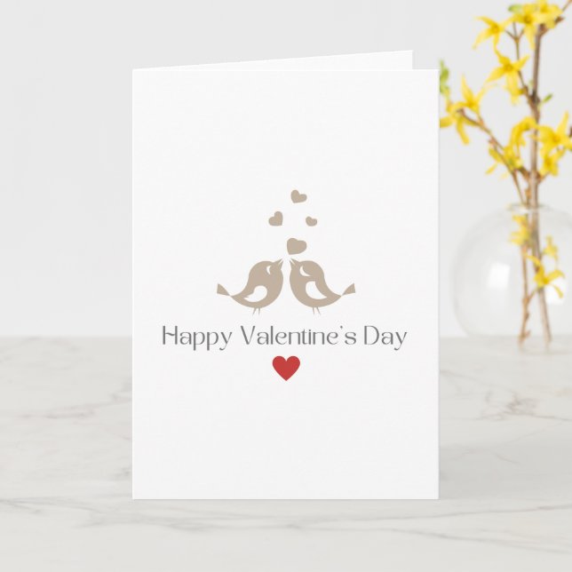 Minimalistiska kärleksfåglar Alla hjärtans dag söt Kort (Gul blomma)