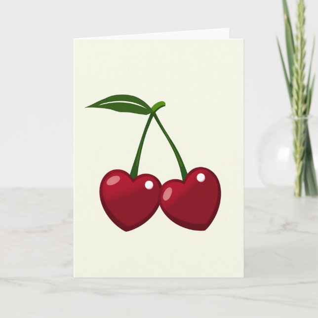 Minimalistiska kärlekskörsbärskort kort (Framsida)