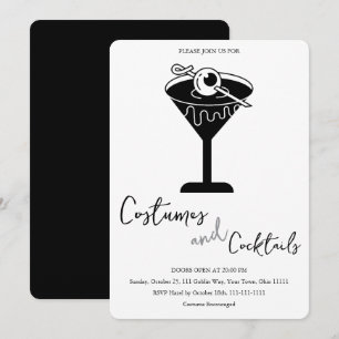Minimalistiska kostymer och cocktails Halloween-fe Inbjudningar