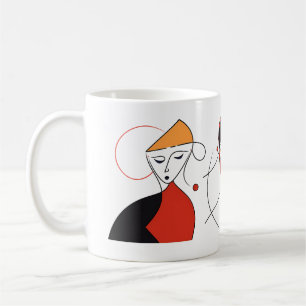 Minimalistiska kvinnor i abstrakt linje kaffemugg