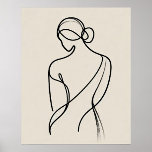 Minimalistiska kvinnor tillbaka - konst poster