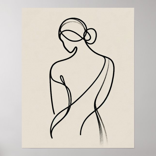 Minimalistiska kvinnor tillbaka - konst poster (Framsidan)