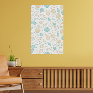 Minimalistiska Lagero Snigelskal & Havsvågor Poster