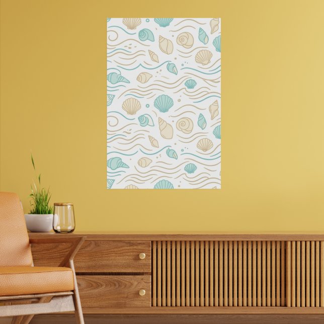 Minimalistiska Lagero Snigelskal & Havsvågor  Poster (Vardagsrum 2)