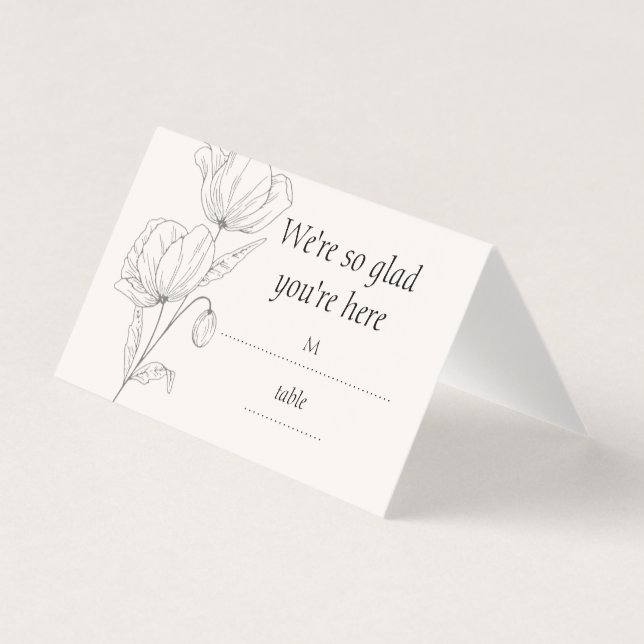 Minimalistiska Linje Konst Blommiga Bröllopsplatsk Kort (Framsida)