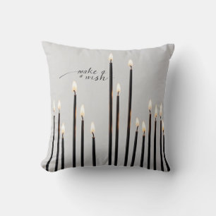 Minimalistiska lit svarta linjeljus lågor kudde