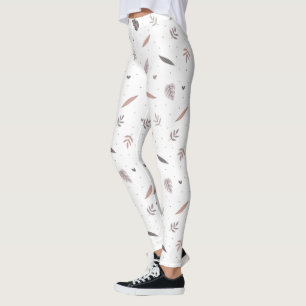 Minimalistiska Löv Mönster Leggings