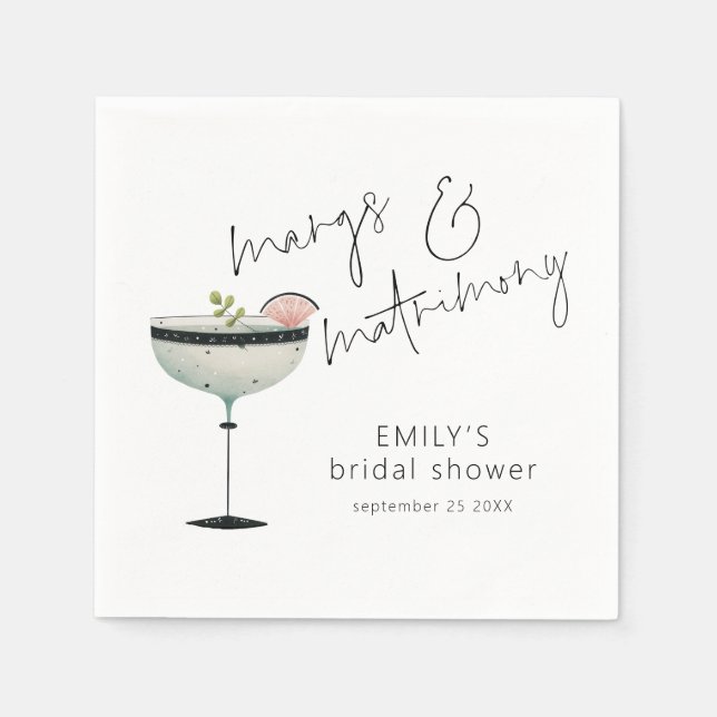 Minimalistiska Margs och Matrimony Bröllopsfest Pappersservett (Framsidan)