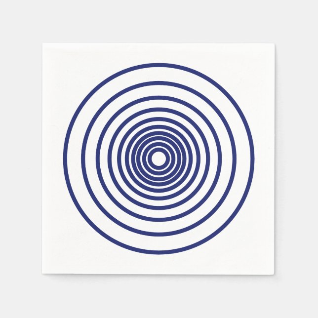 Minimalistiska marinblåvita cirklar rand mönster pappersservett (Framsidan)