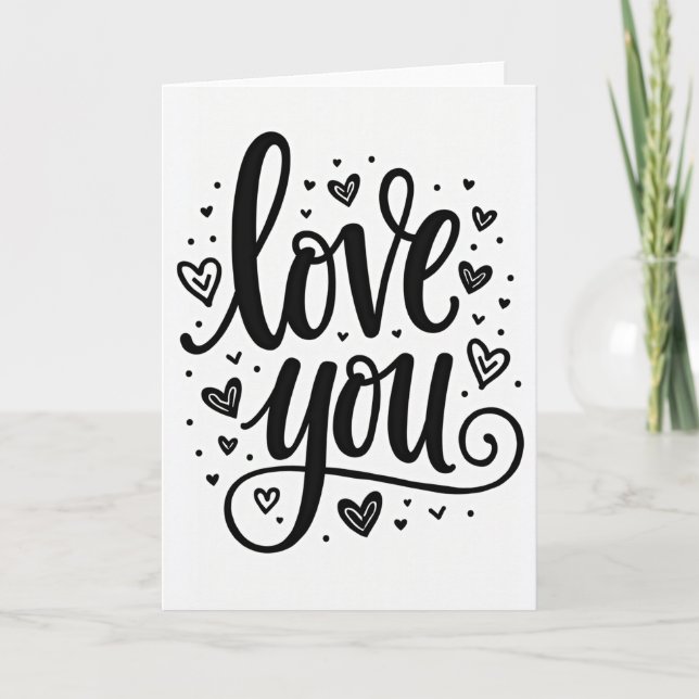 Minimalistiska Matte Love You Hjärtkort Kort (Framsida)