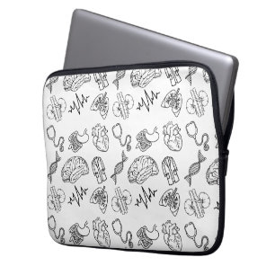 Minimalistiska Medicinska Ikoner Svart och Vitt Kl Laptop Fodral