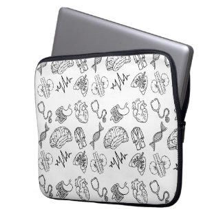 Minimalistiska Medicinska Ikoner Svart och Vitt Kl Laptop Fodral