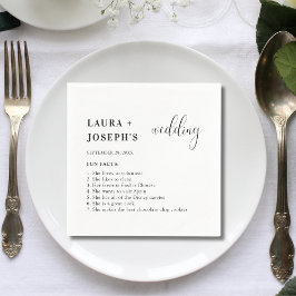 Minimalistiska Modern Elegant bröllop Roligt-fakta Pappersservett
