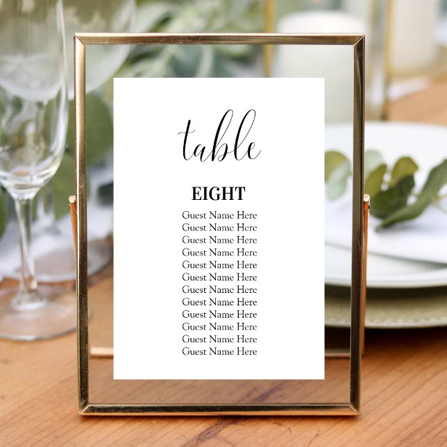 Minimalistiska Moderna Bordskort för Bröllop (Minimalist modern wedding table numbers add clean style and easy guest navigation.)