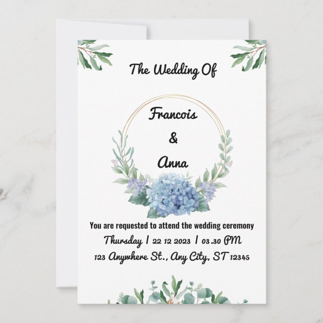 Minimalistiska moderna enkla bröllopsinbjudningar inbjudningar (Framsida)