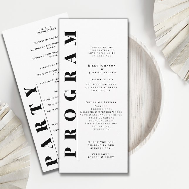 Minimalistiska moderna enkla bröllopsprogram program (Skapare uppladdad)