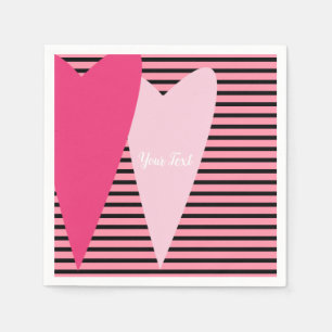 Minimalistiska moderna randiga rosa hjärtan anpass pappersservett