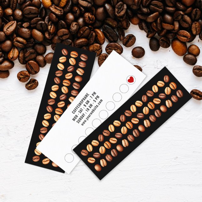 Minimalistiska Moderna Svarta Kaffebönor Lojalitetskort (Skapare uppladdad)
