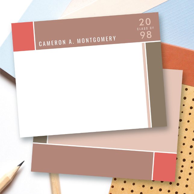 Minimalistiska mondrianska moderna Färg-block Stud Tack Kort (Minimalist Mondrian Modern Color Blocks Simple Graduation Thank You Stationery Note Card @ Zazzle)